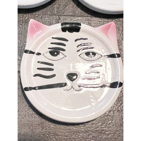 Kitty Cat Coasters Trinket Plate 2001 Bandwagon Ceramic Set of 5 - Picture 3 of 8